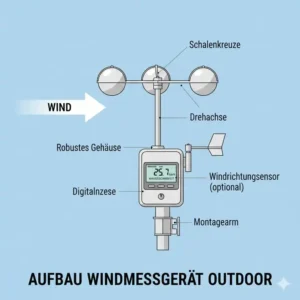 Infografik zur Funktionsweise und zum technischen Aufbau eines windmessgerät outdoor.