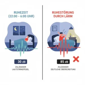 Infografik über die Nutzung von einem Lärmmessgerät Nacht Wohnung zum Vergleich von Lärmquellen.