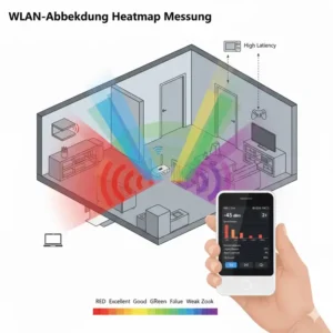Grafische Darstellung einer Heatmap zur Abdeckung erstellt mit einem wlan signal messgerät.