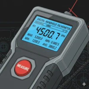 Die LCD-Anzeige von einem Drehzahl Messgerät Motor mit deutlich lesbaren Messergebnissen.