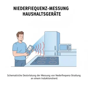Ein Elektromagnetfeld Messgerät bei der Prüfung von Niederfrequenz-Strahlung an Haushaltsgeräten.