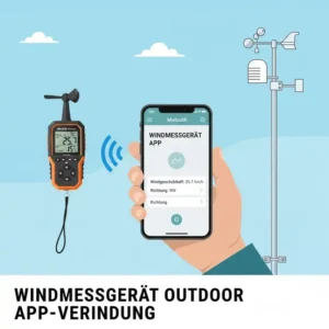 Verbindung zwischen einem windmessgerät outdoor und einer Smartphone-App via Bluetooth.