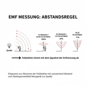 Diagramm zur korrekten Distanzregelung bei der Nutzung von einem Elektromagnetfeld Messgerät.