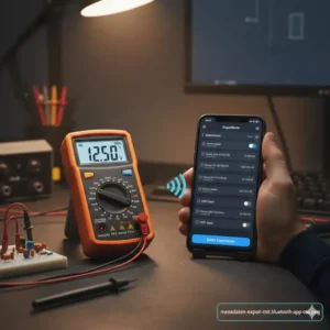 Messberichte und CSV-Export direkt aus dem Multimeter mit Bluetooth-App heraus versenden.