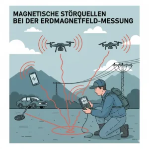 Infografik über magnetische Störquellen, die die Genauigkeit eines erdmagnetfeld messgerät beeinflussen können.
