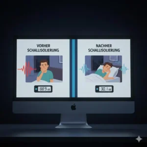 Analyse der Wirksamkeit von Schallschutz durch ein Lärmmessgerät Nacht Wohnung.