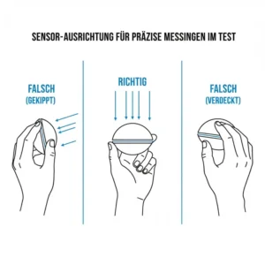 Die richtige Platzierung des Sensors für einen präzisen lux messgerät test.