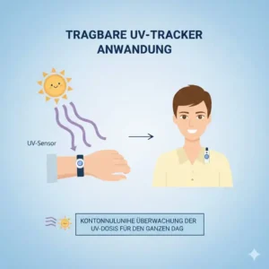 Ein tragbares uv messgerät hautschutz als Wearable zur kontinuierlichen Überwachung der Hautbelastung.