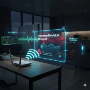 Illustration von Störfaktoren, die ein internetgeschwindigkeit messgerät bei der Messung beeinflussen.