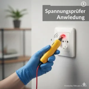 Die korrekte Anwendung eines berührungslosen spannungsprüfer für haushalt an einer Steckdose.
