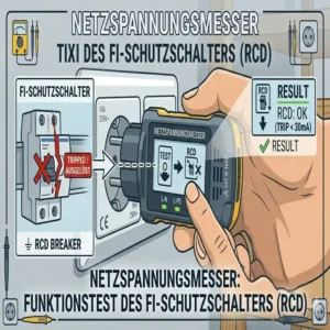 Die Durchführung eines FI-Schutzschalter-Tests mit der integrierten Funktion der Netzspannungsmesser Steckdose.