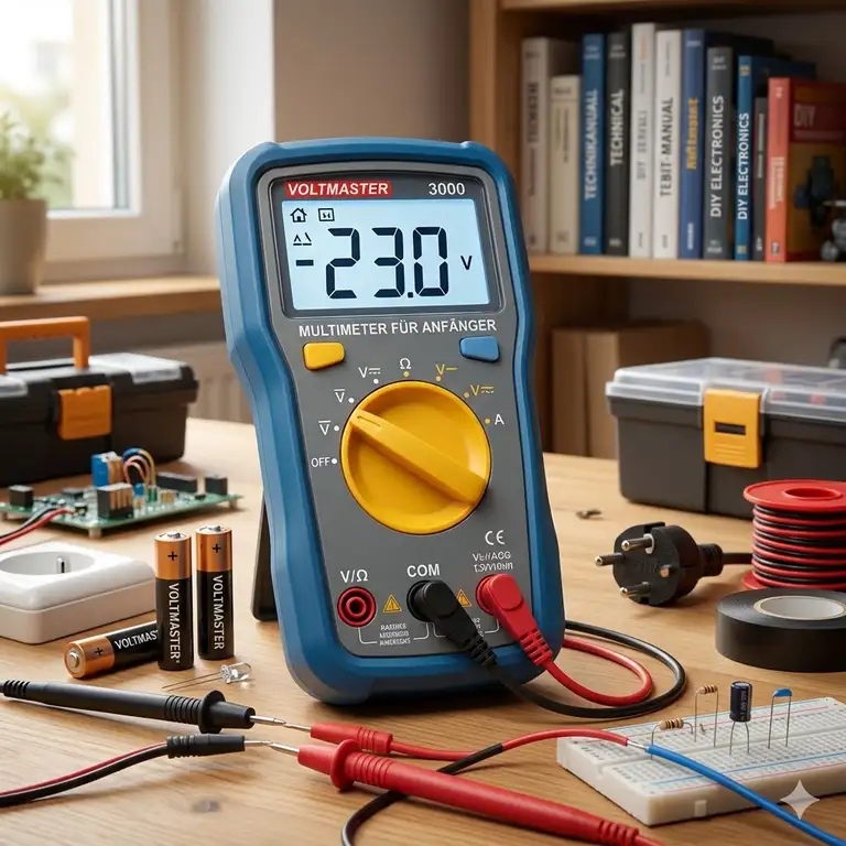Ein professionelles Multimeter als ideales elektro messgerät für anfänger auf einem Arbeitstisch.