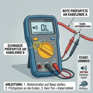 So prüfen Sie Kabel auf Durchgang mit einem digitalen elektro messgerät für anfänger Schritt für Schritt.