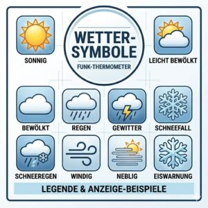 Übersicht der verschiedenen Wetter-Symbole und Vorhersage-Icons beim außenthermometer funk wetter.