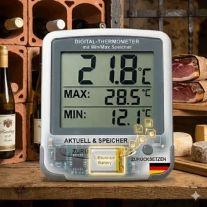 Überwachung der Lagertemperatur im Weinkeller mit einem thermometer mit min max speicher.