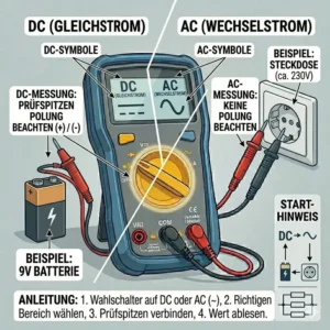 Der Unterschied zwischen Gleichstrom und Wechselstrom bei der Nutzung von einem elektro messgerät für anfänger.