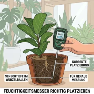 Die korrekte Platzierung der Sensoren eines feuchtigkeitsmesser pflanzenraum im Wurzelballen.