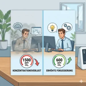 Grafik zur Auswirkung der CO2-Konzentration auf das co2 messgerät für büro.