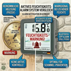 Ein akustisches Warnsignal bei dem thermometer für keller feuchtigkeit schützt vor zu hoher Luftfeuchtigkeit.