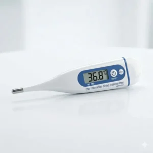 Ein klassisches Glas-Fieberthermometer mit Galinstan als thermometer ohne quecksilber Alternative.
