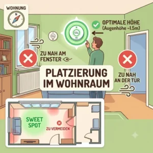 Illustration 2 bietet eine Anleitung zur optimalen Platzierung für das co2 warnmelder wohnung.