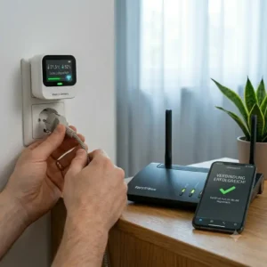 Anleitung zur einfachen Einrichtung und Verbindung für einen raumluft sensor wlan mit dem Router.