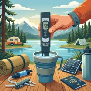Schritt-für-Schritt-Anleitung zur richtigen Anwendung, um mit einem trinkwasser testgerät digital das Wasser zu Hause zu prüfen.