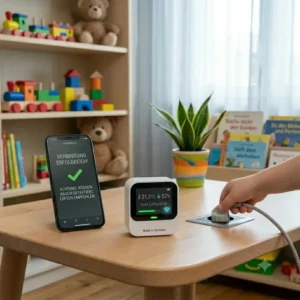 Überwachung der Luftqualität im Kinderzimmer mit einem raumluft sensor wlan für die Sicherheit.