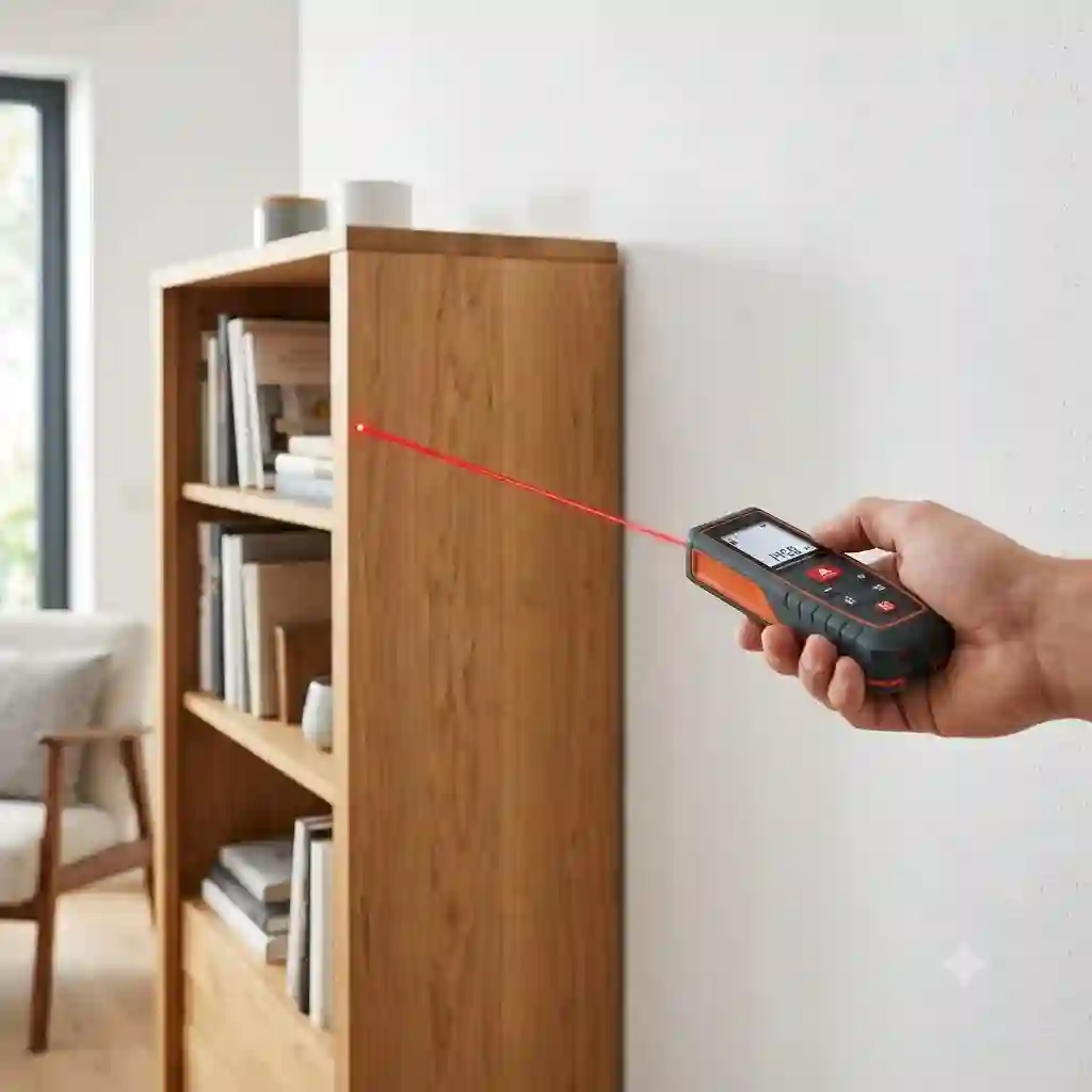 Precise distance measurement in a room using a laser messgerät für möbel