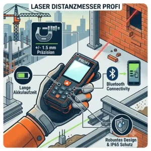 An infographic displaying the key features and functions of a laser distanzmesser profi for professionals.