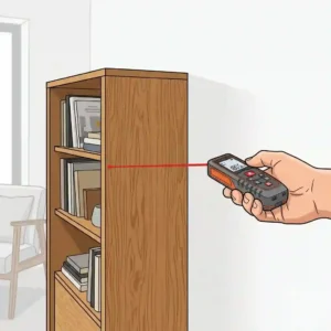 Determining room width for a custom sofa with a laser messgerät für möbel