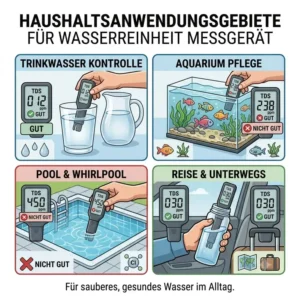 Grafikvergleich von Leitungswasser und gefiltertem Osmosewasser unter Verwendung von einem wasserreinheit messgerät.