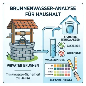 Infographic demonstrating well water safety and bacteria testing with a wasseranalyse set haushalt