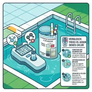A graphical explanation of measuring free versus bound chlorine using a chlor messgerät schwimmbad.