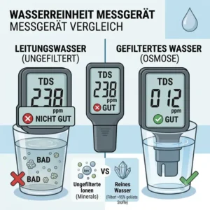 Vektorgrafik zeigt die Nutzung von einem wasserreinheit messgerät für Aquarium, Pool und Trinkwasser.