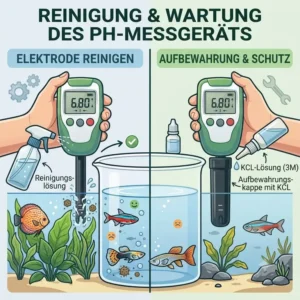 Richtige Reinigung und regelmäßige Wartung der Elektrode vom ph messgerät aquarium digital.