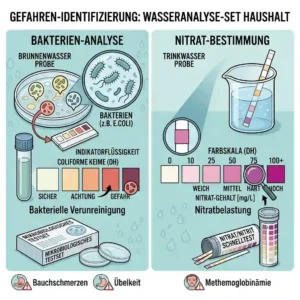 Detailed breakdown of laboratory-grade testing for nitrate and hazardous bacteria using a wasseranalyse set haushalt.