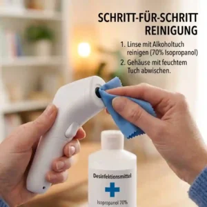 Steps for the proper cleaning and disinfection of a digital thermometer for adults after use for optimal hygiene.
