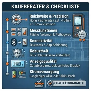 A comprehensive buying guide checklist detailing what to look for when choosing a laser distanzmesser profi.