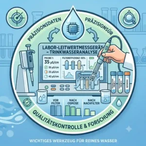 A detailed illustration of a professional laboratory benchtop leitwertmessgeraet trinkwasser for high-precision water quality analysis and reporting.