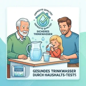 Happy family enjoying pure and clean drinking water after verifying quality with a wasseranalyse set haushalt.
